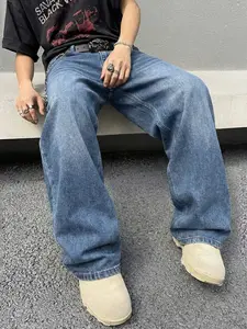 Men's Vintage Washed Loose Wide-Leg Jeans, Full-Length Y2K Street Style Denim Pants, Skateboard & Hip Hop Casual Trousers, Perfect Gift for Boyfriend or Husband.