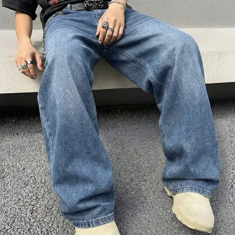 Men's Washed Loose Wide-Leg Jeans, Skater Jeans, Full-Length Y2K Street Style Denim Pants, Skateboard & Hip Hop Streetwear Casual Trousers, Perfect Gift for Boyfriend or Husband.