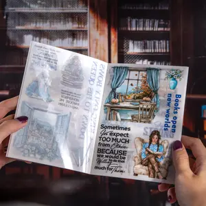 20 Sheets/bag Pet Material Sticker Book, Reading Weekly Series Dual Theme Hand Account Stationery Bottle Decoration Stickers, Decal Sticker, Art Stickers