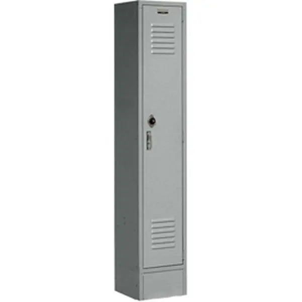 Global Industrial 652070GY 12 x 18 x 72 in. Single Tier Paramount Locker with 1 Door Ready to Assemble, Gray, 1 Coat Rod, 1 Hat Shelf