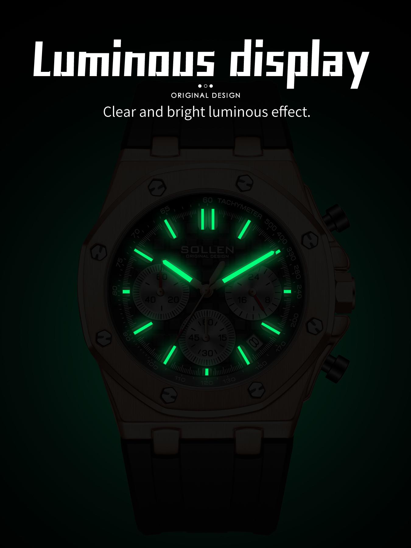 [0407] Fashion Luxury Men's Large Dial Date Multi-Function Quartz Sports Chronograph Watch, Water-Resistant Silicone Strap Design, Ideal Gift for Christmas, Birthdays, Boyfriend, Husband, Valentine's Day, Father's Day, and Weddings.712