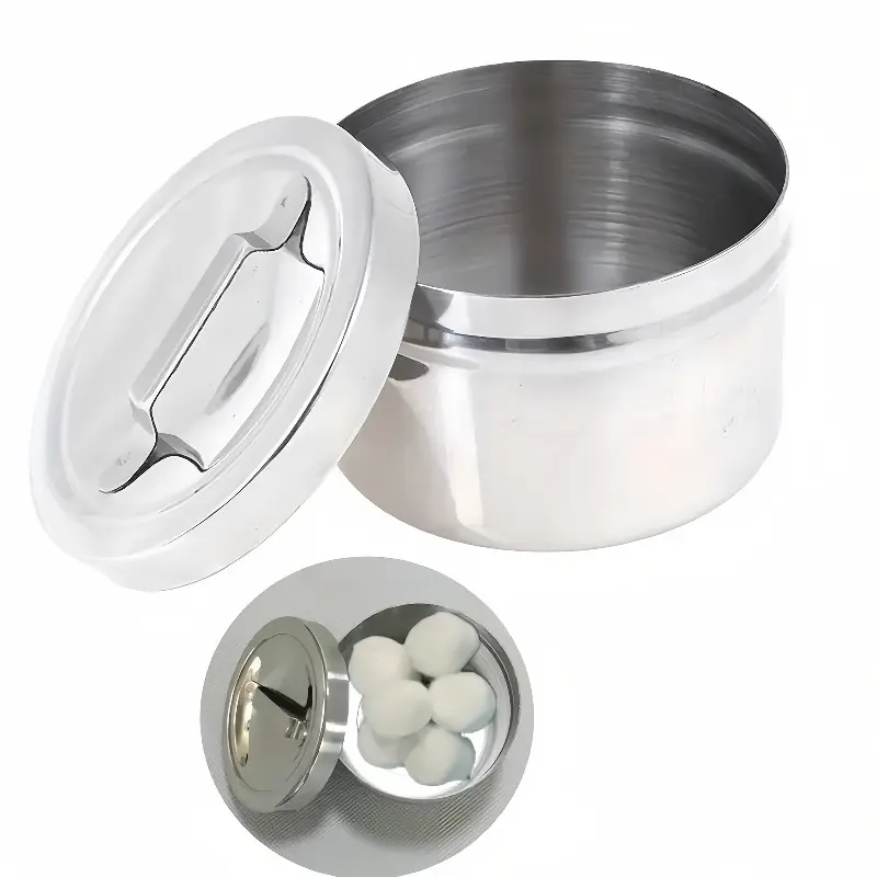 2pcs Stainless Steel Sealed Jar Small Barrel Vials Medicine Pill Vitamin Liquid Powder Capsule Storage Container ， Portable Stainless Steel Cleaning Boxes Round With Lids
