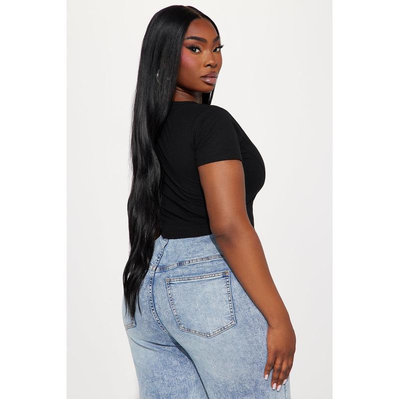 Valentina Plunge Crop Top - Black