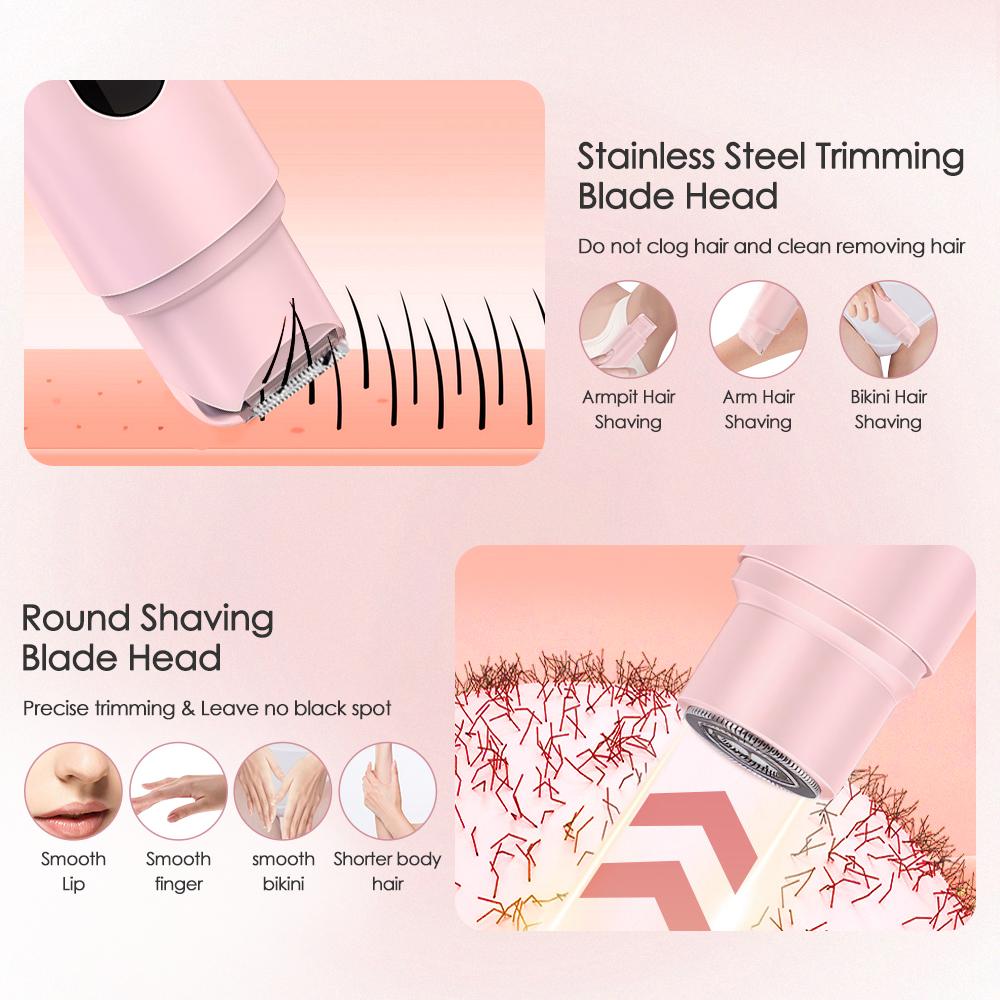 Women's 2-in-1 Dual-Head Electric Shaver Trimmer Hair Remover - Rechargeable Painless Device with IPX7 Waterproof Detachable Stainless Steel & Ceramic Heads, Wet Dry Portable PC Charger Compatible for Face, Bikini Area Women's 2-in-1 Dual-Head Electric Shaver Trimmer Hair Remover - Rechargeable Painless Device with IPX7 Waterproof Detachable Stainless Steel & Ceramic Heads, Wet Dry Portable PC Charger Compatible for Face, Bikini Area