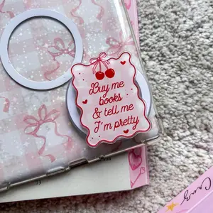 Coquette Kindle Grip Bookish Phone Grip Pink Cherry Magnetic Kobo Holder Kindle Accessories Bookish Merch Birthday Gift for Book Lover