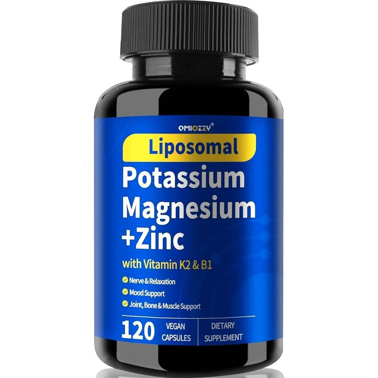 Potassium Magnesium Supplement, 1600mg Liposomal Magnesium Aspartate, Potassium Chloride, with Zinc, K2, Vitamin B1 for High Blood Pressure, Support Vascular, Bone & Leg Cramps, 120 Veg Capsules