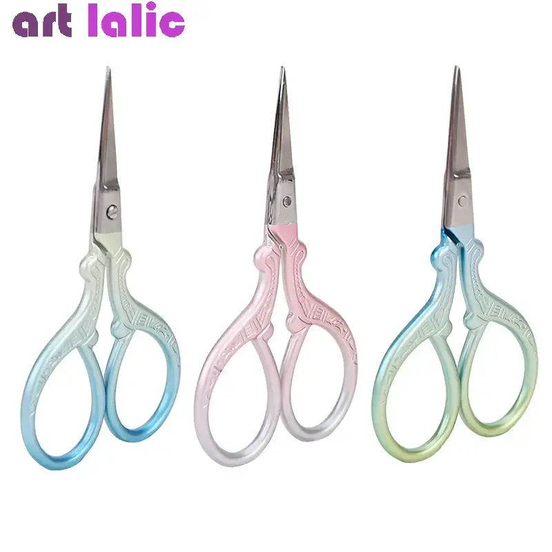 Vintage Classic Embroidery Nail Art Storage Set with Retro Gradient Cuticle Scissors And Manicure Tools Cutter