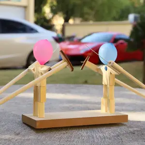 Balloon Bamboo Man Battle Game 100 Balloons Fencing Puppet Handmade Toy Perfect Party Game for 2 Players and Family Unique Design Engaging Family Game