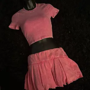 Pink 2 Piece Yung Ho Set - Short Sleeve Top & Skirt - Casual Summer Outfit