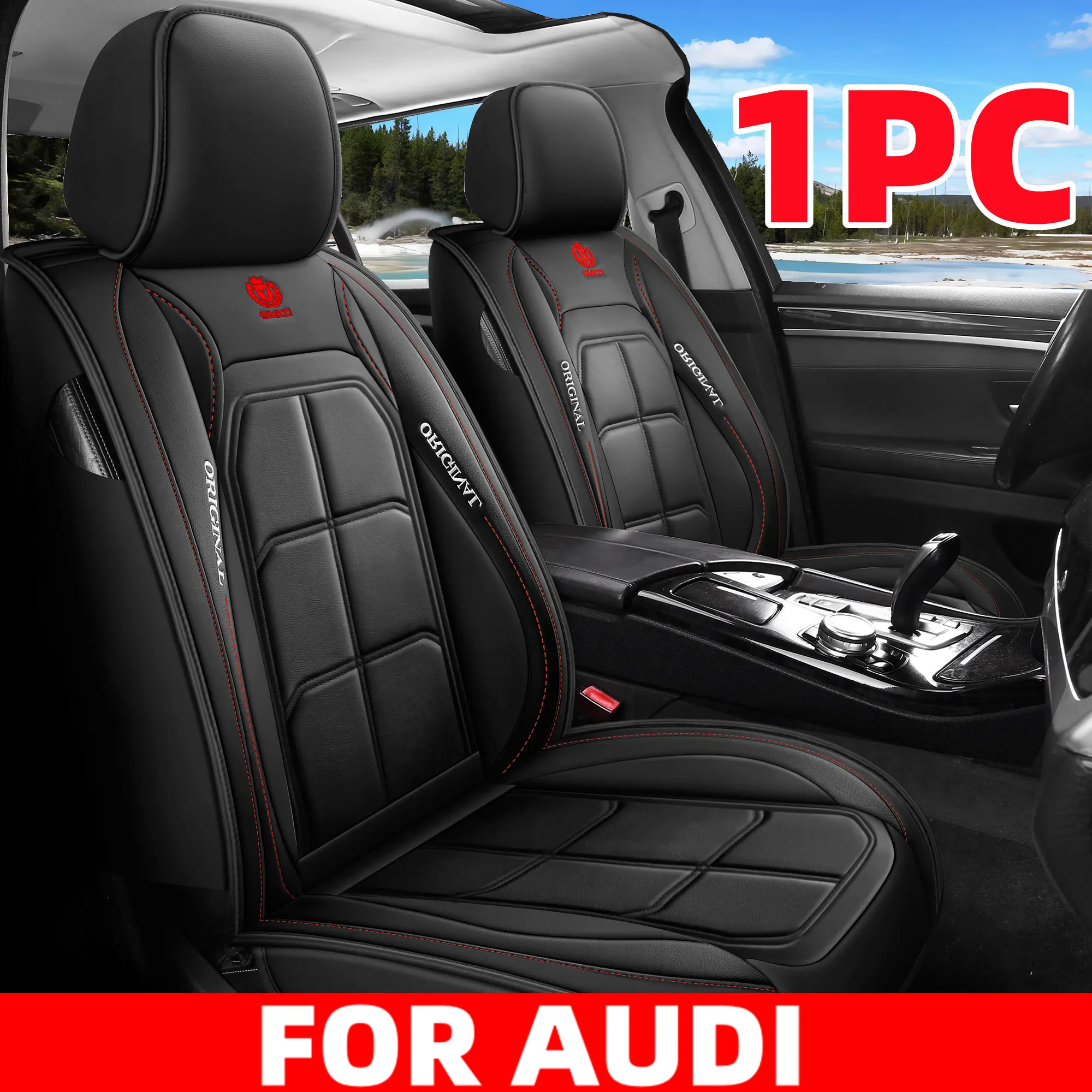 Premium Seat Accessory for Audi 1PC Car Seat Covers Durable PU Leather Stain-Resistant Wear-Resistant Easy to Clean Interior Protection