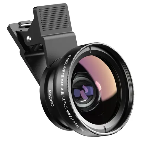 APEXEL Aluminium 2 In 1 Universal Mobile Phone Camera Lens Kit - 0.45X 140° Wide Angle for Landscapes, 12.5X Cellphone Zoom Lens, Clip-On Smartphone Compatible Accessory (Phone Accessories for Women, iPhone/Samsung Fit)