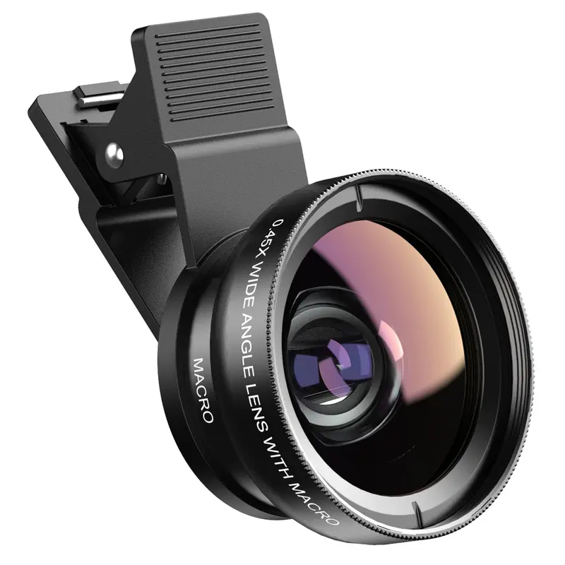 APEXEL Aluminium 2 In 1 Universal Mobile Phone Camera Lens Kit - 0.45X 140° Wide Angle for Landscapes, 12.5X Cellphone Zoom Lens, Clip-On Smartphone Compatible Accessory (Phone Accessories for Women, iPhone/Samsung Fit)
