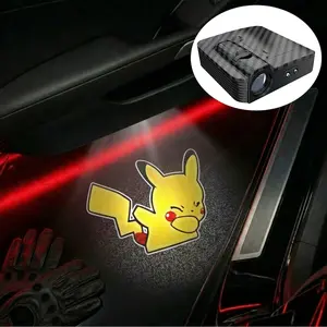 2 Pcs Fiber Welcome Light Set for Pikachu, Car Door Projection Lamp, Laser Light, Decorative Floor Lamp (batteries Not Included)