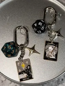 Dice Poker Keychain Pendant Mini, Criss Cross Design, Solid Pattern, All Seasons, Casual Style, Perfect Accessory for Keys