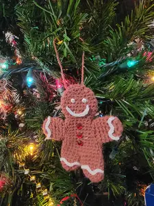 Crochet Christmas Ornament | Gingerbread Handmade Holiday Tree Decoration