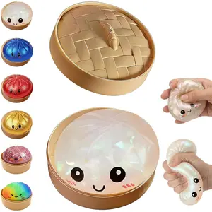 Glitter Dumpling, Glitter Dumpling Squishy with Box, 6 Color Options Dumplings Squishy Toy for Stress Relief, ASMR Satisfying Fidget Toy, Kawaii Sensory Stress Ball, Anti Anxiety Cute Squishy, Slow Rising Decompression Toy, Gift for Kids & Adults