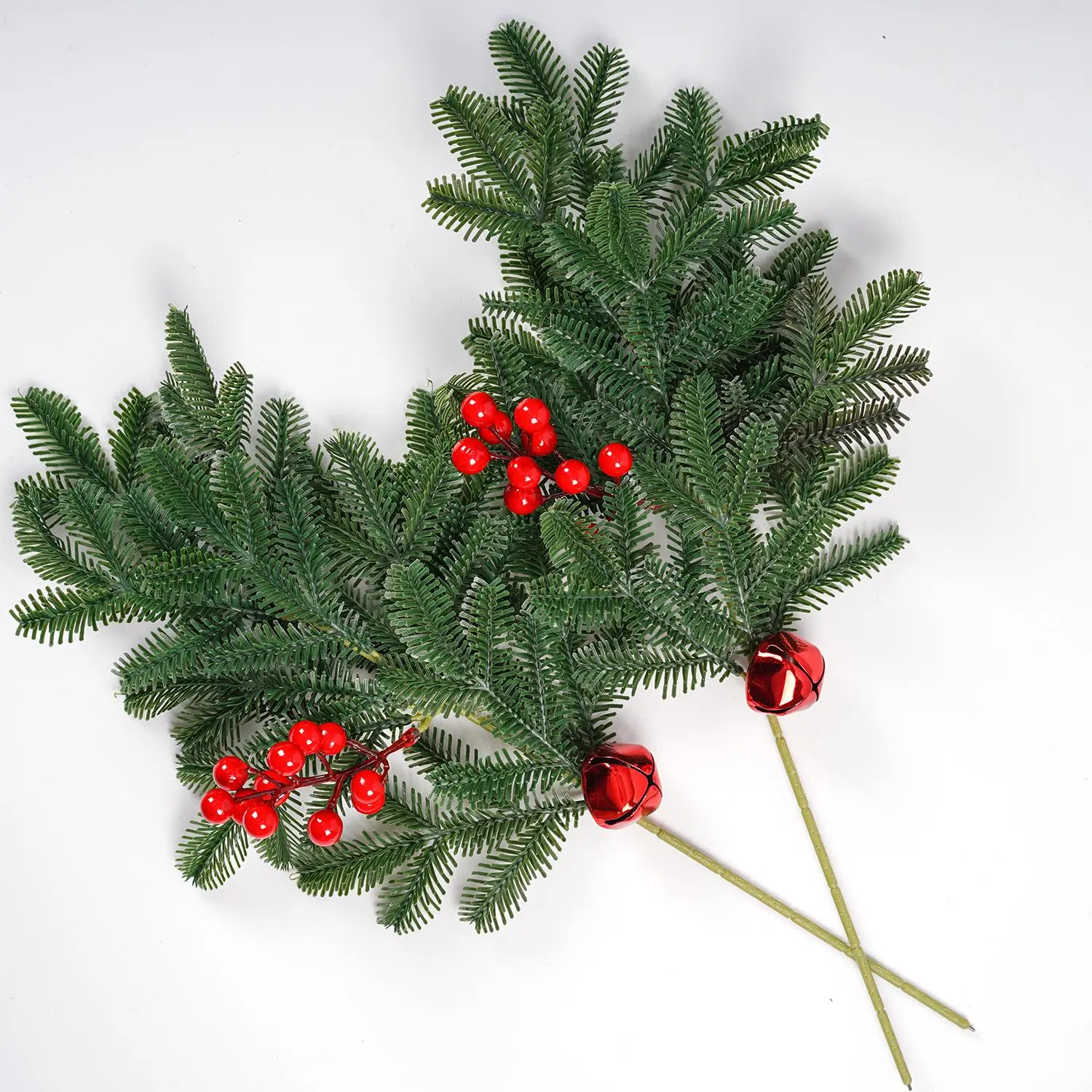 2 Pcs Large Artificial Pine Needles Branches- 18" x 9.4" Christmas Fake Greenery Pine Picks with Pinecone- Faux Pine Leaves Sprigs for Christmas Garland Wreath & Home Garden Decoration