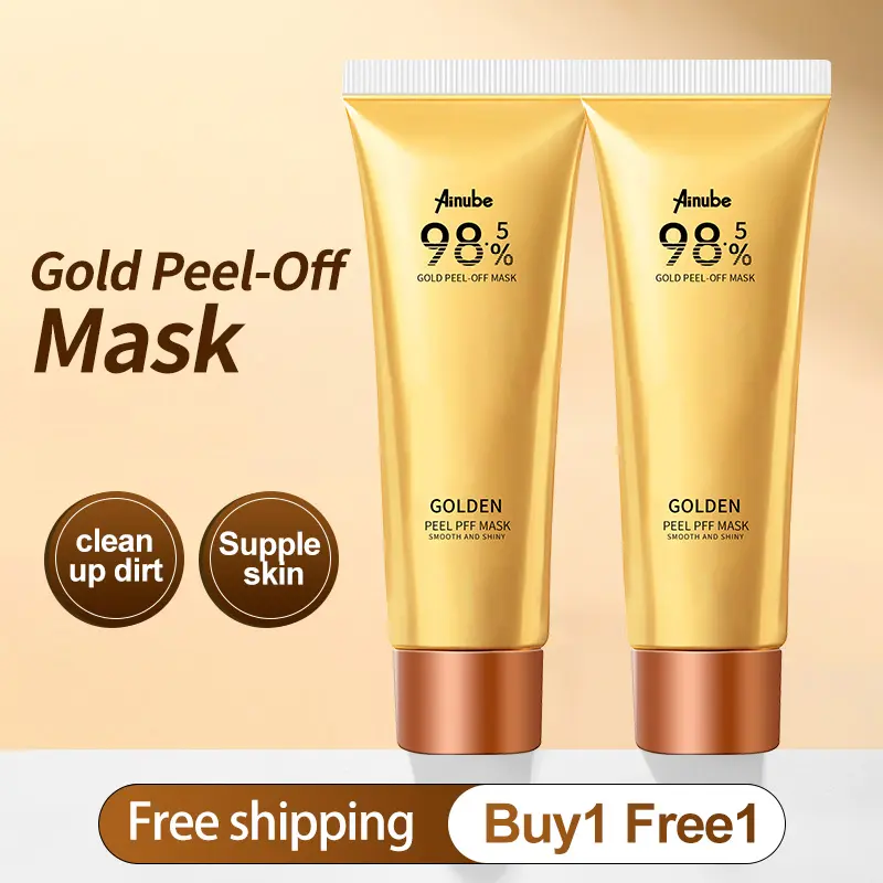 Gold Foil Peel Off Mask Kit | 98.5% Essence Formula | Deep Cleansing, Blackhead Remover, Moisturizing & Pore Minimizing Face Mask with Brush | Luxury Skincare for Women & Men, Hydrating Brightening Self Care Gift Set