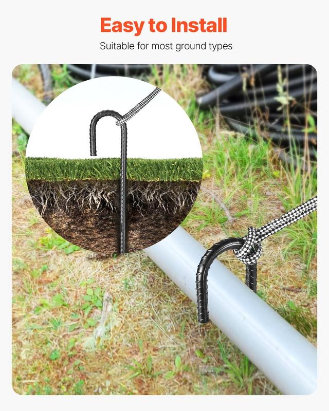 12-Inch Rebar Stakes 16 Pack Heavy Duty J Hook Galvanized Steel Ground Anchors For Lawn Garden Fencing Tent Guy Lines Landscaping Construction And Outdoor Use Corrosion Resistant Durable Steel