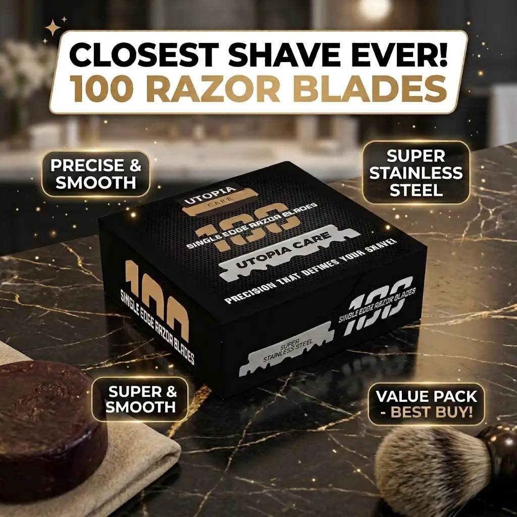 Single Edge Razor Blades,Stainless Steel Professional Barber Razor Blades for Hair Shaping, Shaving, Beard & Neckline Grooming, 100 Count