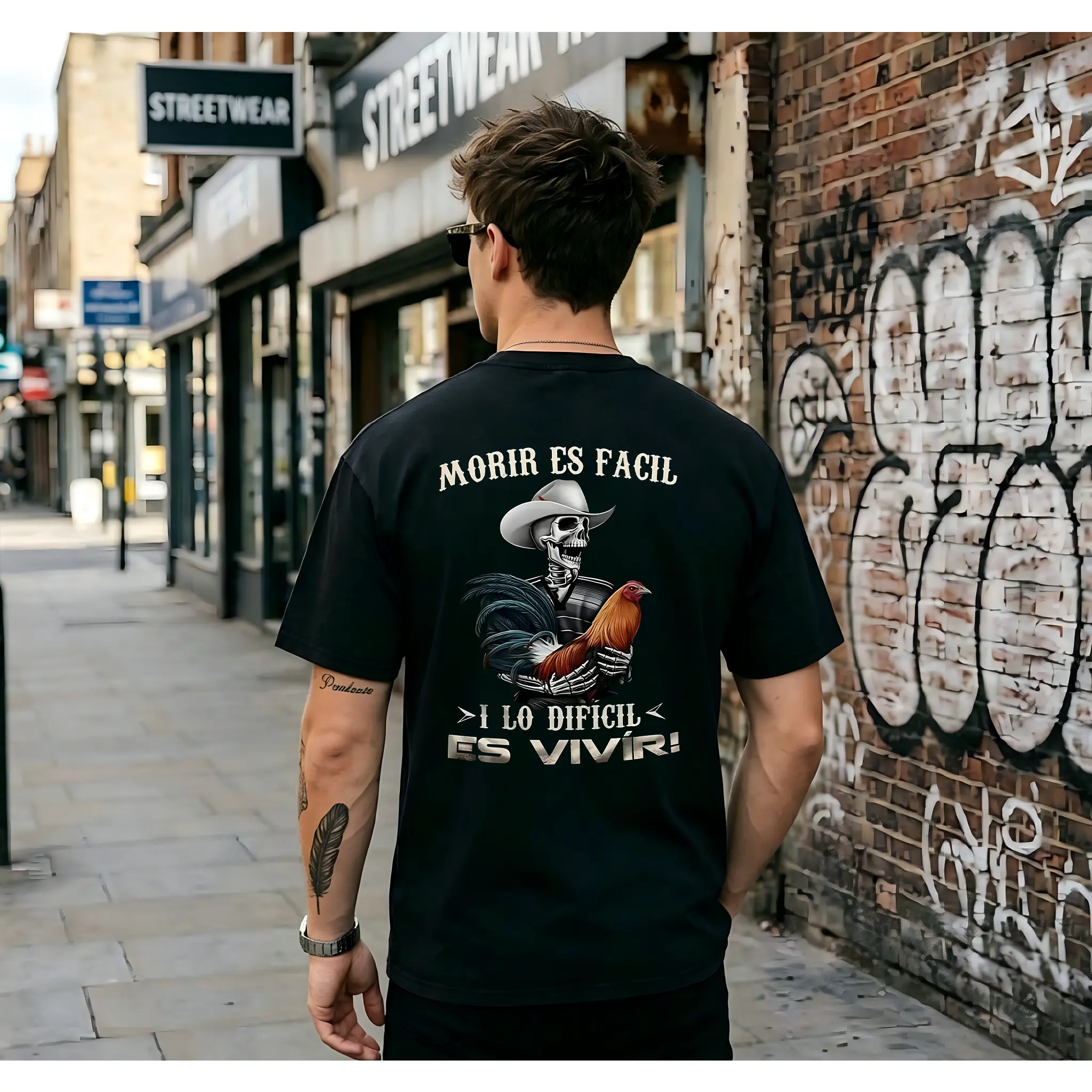 Men's Moris Es Facil Mexican Style T-Shirt, Big Rooster Gamefowl Shirt, Father's Day Ideal Gift, Shirt For Dad For Husband For HimCotton Menswear Casual Top streetwear graphic tee men gift cotton short sleeve t-sboutique tees,printed tee,Casual Street tee