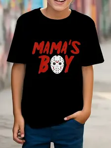 Friday the 13th Jason Voorhees Hockey Mask T-Shirt for - 3D Horror Movie , Breathable Summer Tee with Iconic Mask Print, Machine Washable Round Neck Shirt for Themed Parties & Casual Wear