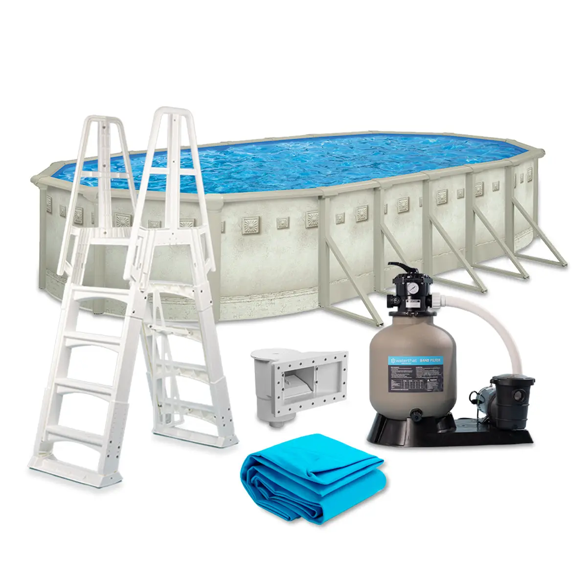16' X 32' Oval Laredo Above Ground Pool Package, 52" Wall
