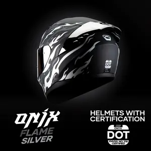 HAX ONIX FLAME SILVER DOT FMVSS 218 Certified Motorcycle Helmet Dual-Density EPS Advanced Ventilation Washable Hypoallergenic Liner Anti-Scratch UV Visor