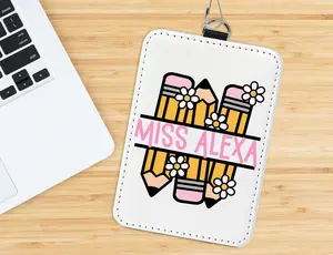 Personalized Classroom-Themed Teacher ID Badge Holder with Lanyard-Custom Teacher ID Badge