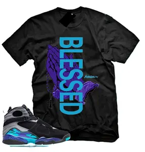 8 Aqua Black Concord Iron Grey Aquatone Purple T Shirt Match BLESSED, Aqua 8 Black Outfit, Trending Shirts, Top Tshirt