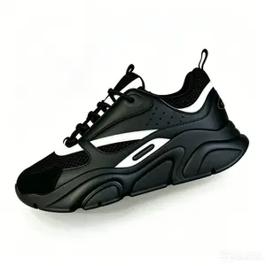 Black White Chunky Sneakers for Men Breathable Mesh Platform Dad Shoes Non Slip Lightweight Casual Walking Shoes Fashion Street Style Athletic Sneakers Comfortable Everyday Footwear