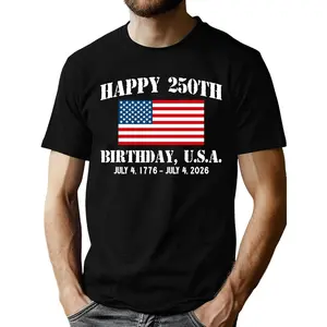 250th Anniversary USA Shirts for Men American Flag T-Shirt 4th of July Shirt 250 Years Birthday Patriotic Tops