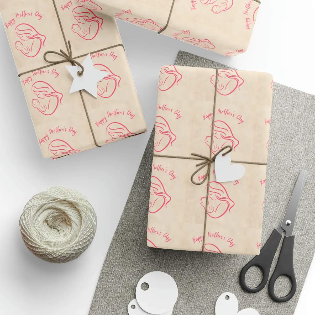 Happy Mother's Day Pink and Brown - Wrapping Paper - High Definition Print - Glossy Finish - Neatly Rolled for Perfect Delivery
