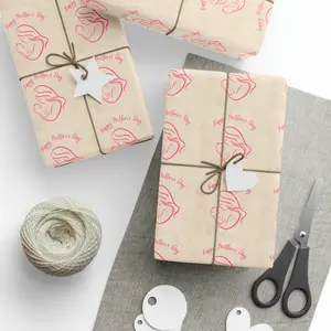 Happy Mother's Day Pink and Brown - Wrapping Paper - High Definition Print - Glossy Finish - Neatly Rolled for Perfect Delivery