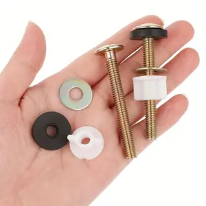 2-Pack Universal Toilet Seat M6 Screw Replacement Kit, Toilet Seat Fasteners with Plastic Nuts and Metal Rubber Washers