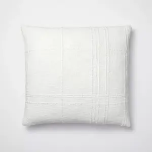 Euro Texture Tonal Plaid Decorative Throw Pillow Off White - Threshold designed with Studio McGee