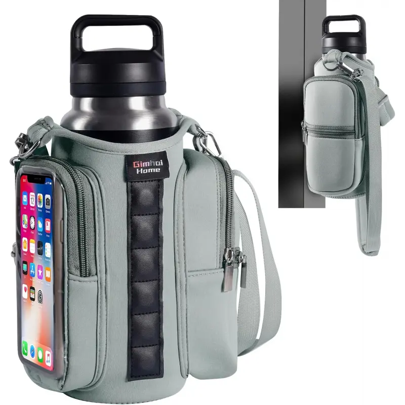 Magnetic fitness bags for men and women, with adjustable shoulder straps, magnetic bottle holders for company water bottles, suitable for travel, work, sports, water bottle sling bags, with pockets