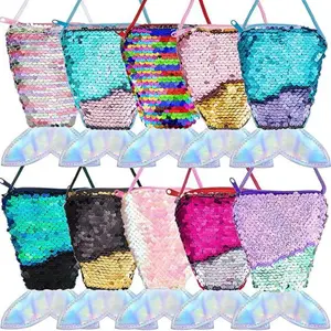 10 Pieces Sequin Crossbody Coin Wallet Bags Mermaid Tail Coin Purse for Little Girls Mermaid Party Birthday Gifts, Cheap Stuff, Christmas Crafts, Pink Christmas, Christmas Party Favors
