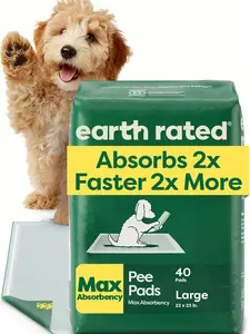 Earth Rated | Max Absorbency Puppy Pee Pads for Dogs Absorbs 2X Faster & 2X More, Leak-Proof, Odor Control Potty Training, Unscented, Large, 22” x 23”, 40 Count