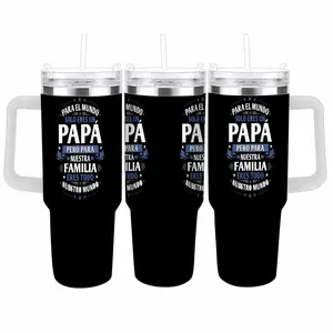 Vaso Termico para Papa Regalo Dia del Padre Para el Mundo Solo Eres un Papa Frase Emocional Vaso de Acero Inoxidable Portatil con Asa Termo para Coche Cafe Agua 40oz 30oz summerwins