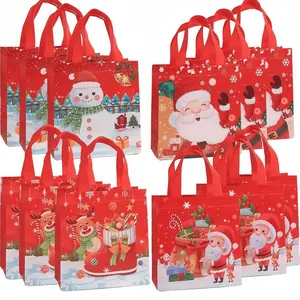 Christmas Gift Bag, 12pcs/set Reusable Gift Wrapping Bag with Handle, Gift Packaging Supplies for Christmas Party