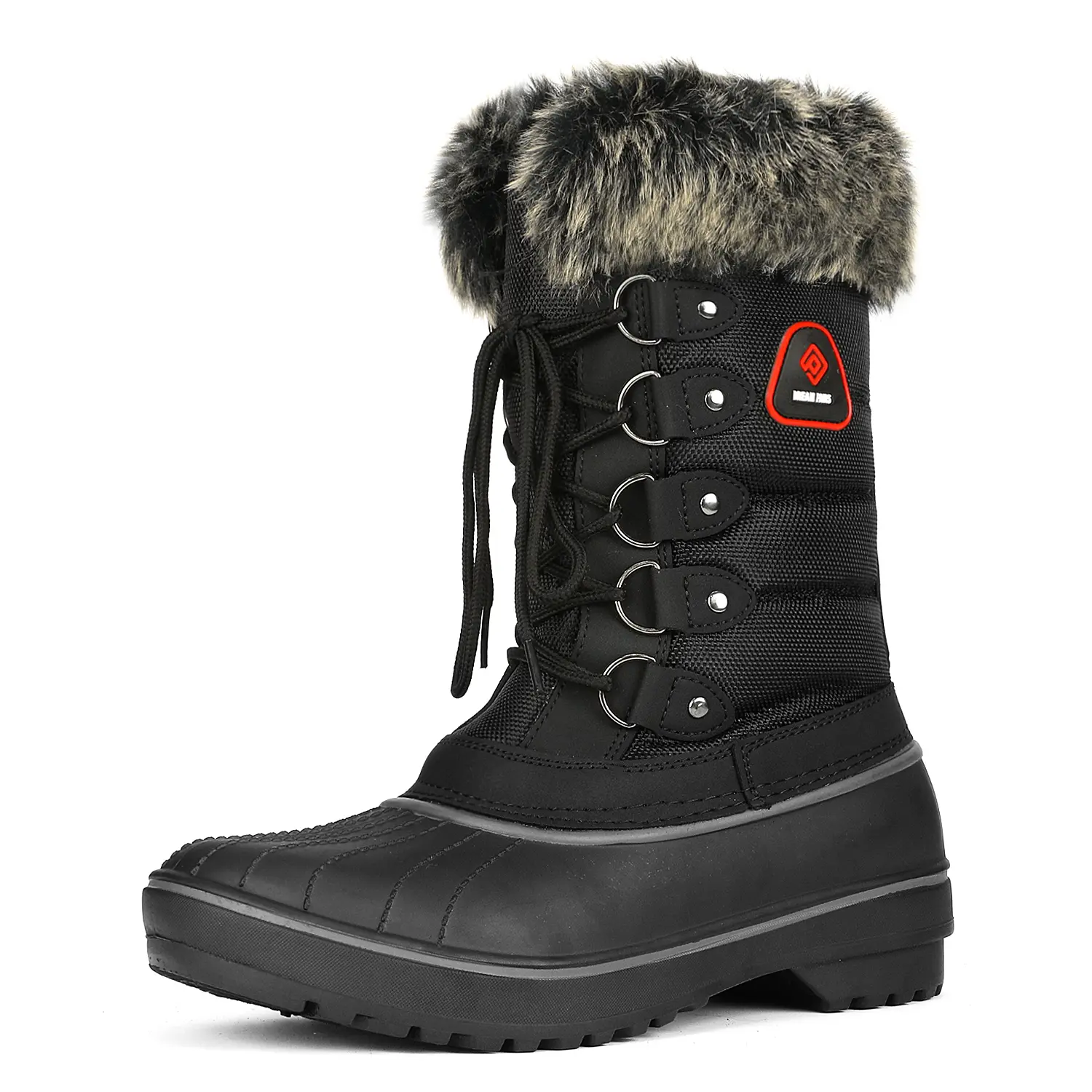 Dream Pairs Women's Mid-Calf Snow Boots, Water-Resistant Lace-Up Duck Boots with Fluffy Faux Fur Lining and TPR Grip Sole, Thick, Laces, Slip Resistant, Zip, Low Heel, Alternative Style, Walking Shoes, Footwear, Water‑Resist