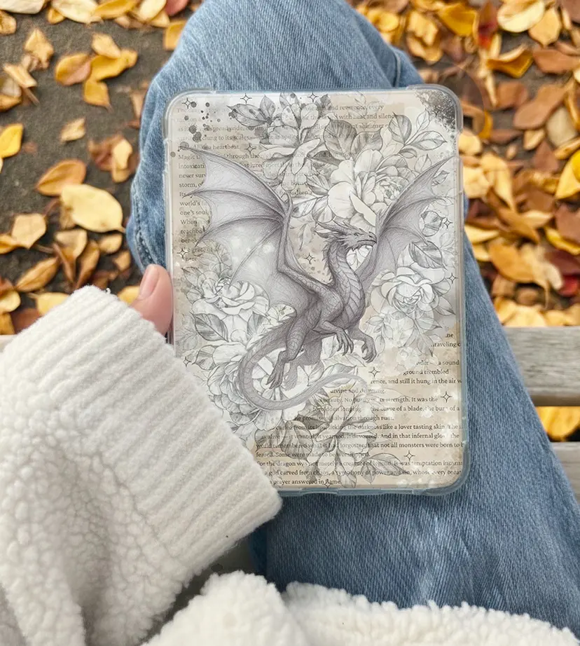 Romantasy Digital Device Kindle Insert for Plain Gloss Clear Case, Aesthetic Book Lovers Decor, Cozy Reading Accessory
