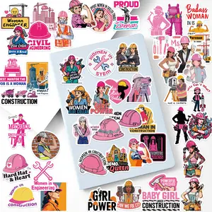 50pcs Pink Aesthetic Series Stickers for Women's Safety Helmets, Office Supplies and Notebook Accessories, Suitable for Scrapbooks, Diaries, Laptops, Water Bottles, Cars, Etc., Designed Based on Faith