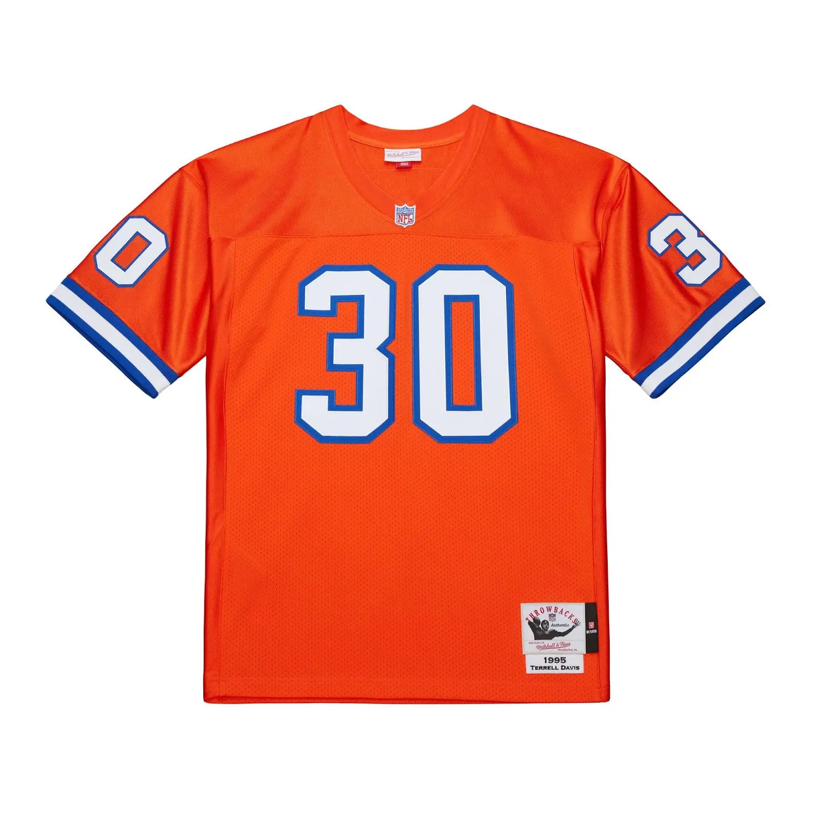 Terrell Davis Denver Broncos 1995 Orange Authentic Jersey NFL Throwback Mitchell & Ness