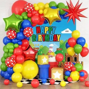 103-Piece Set: Includes red, blue, green, and yellow balloon arches and garlands, plus 4 star-shaped foil balloons. Perfect for superhero-themed birthdays, cartoon/video game/superhero parties, Christmas, Mother's Day, and graduations.