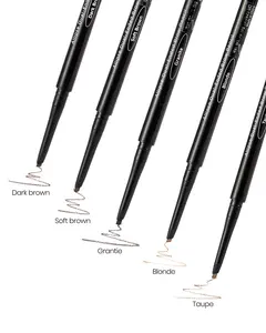 [RUBY VIBE CO] Allipse Dual-Ended Brow Pencil with Elliptical Tip & Grooming Brush Smooth Precise Definition 5 Shades Granite Taupe Soft Brown Dark Brown Blonde