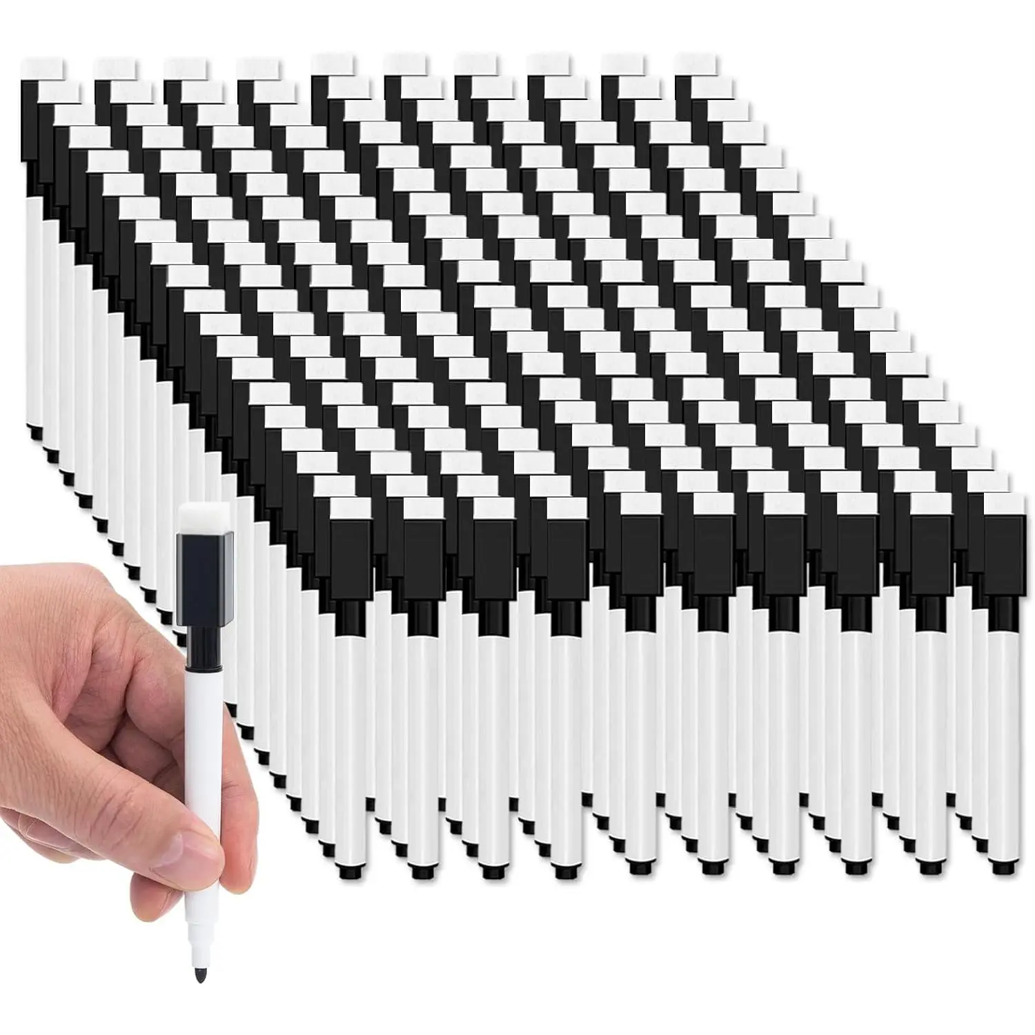 200 count Black  Dry Erase Markers with Eraser Cap, White Board Mini Dry erase Markers Bulk, Fine Point Tip Student White Board Markers for Teachers Office School Supplies