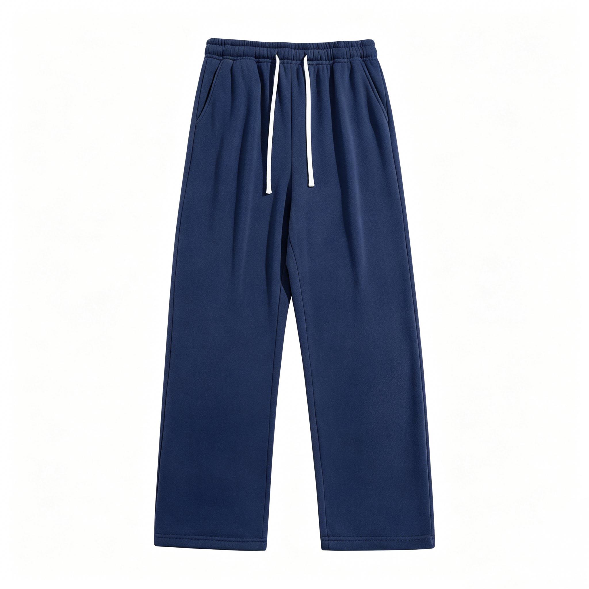 4-Pack Men’s Soft Cotton Blend Wide-Leg Pants, Casual Drawstring Sweatpants, Comfortable Elastic-Waist Streetwear Pants for All Seasons, Multiple Colors Available