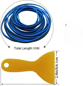 B BRAZIFY Car Interior Trim Strips,Universal 33ft Car Electroplating Decoration Styling Door Dashboard, Flexible Interior Trim Accessories with Installing Tool(Blue) Flexible Electroplated Car Trim Strip